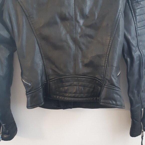 Vest Cuir 100% Genuine Zara collection Trafaluc Outerwear Small Black Shiny - Picture 6 of 13
